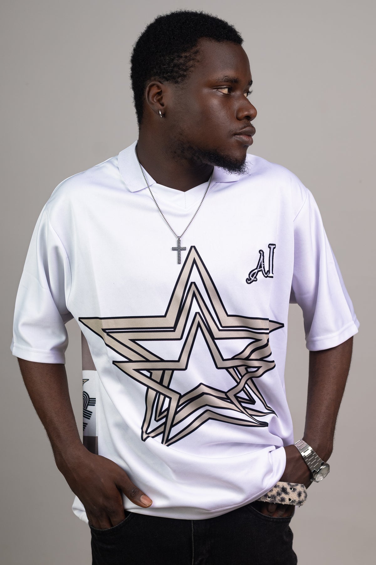 ASTRA LUXE Signature Star Jersey- Ivory white collared Edition