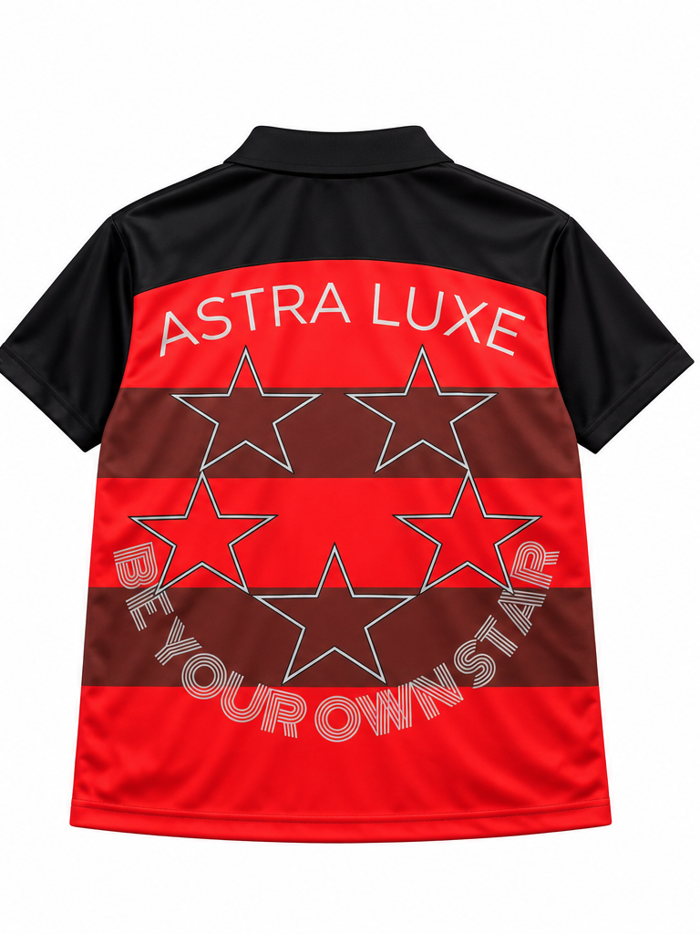ASTRA LUXE Signature Star Polo Jersey - Red & Black Edition