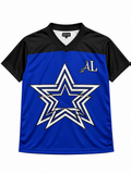 ASTRA LUXE Signature Star V-Neck Jersey - Royal Blue & Black Edition
