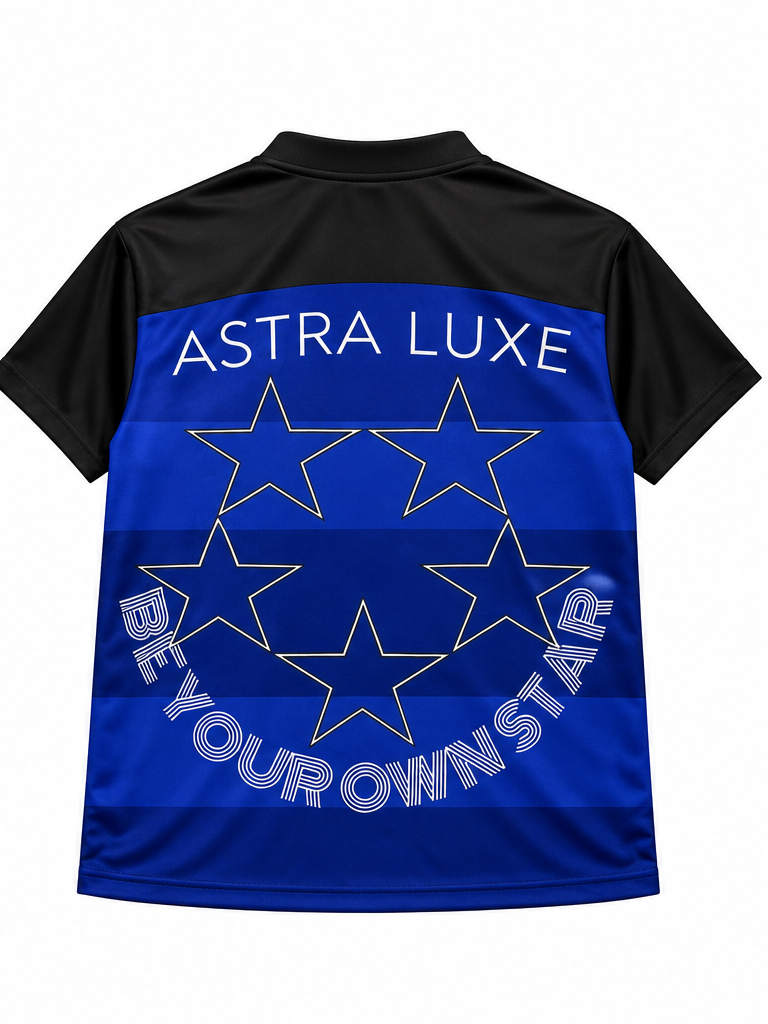 ASTRA LUXE Signature Star V-Neck Jersey - Royal Blue & Black Edition