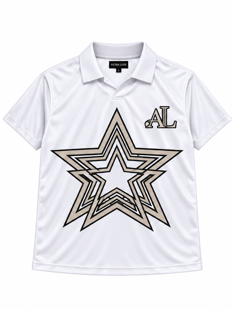 ASTRA LUXE Signature Star Jersey- Ivory white collared Edition