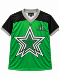 ASTRA LUXE Signature Star Jersey - Emerald Green V-Neck Edition