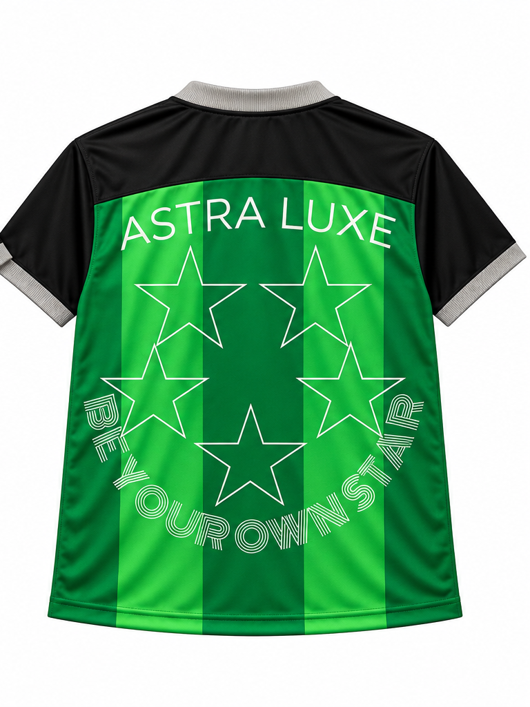 ASTRA LUXE Signature Star Jersey - Emerald Green V-Neck Edition